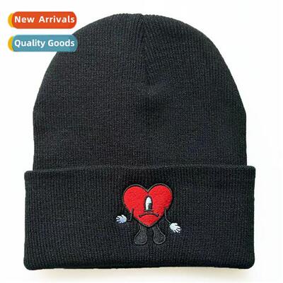 popular fall  winter singer bad bunny embroidery knted cap h