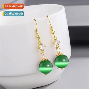 ste imat red female earrings zirc eye cats yellow green Jade