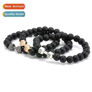 Volcanic ste beaded hand jewelry metal dumbbell Buddha bead