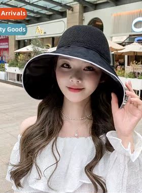 2023 new sun-shading vinyl hollow top pytail hat bow fisherm