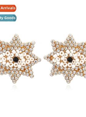 New simple alloy diamd earrings retro fashi star octagal ric