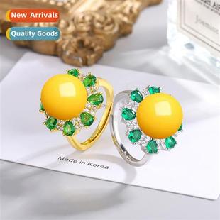 zirc ring ethnic Opening retro green style imati adjustable