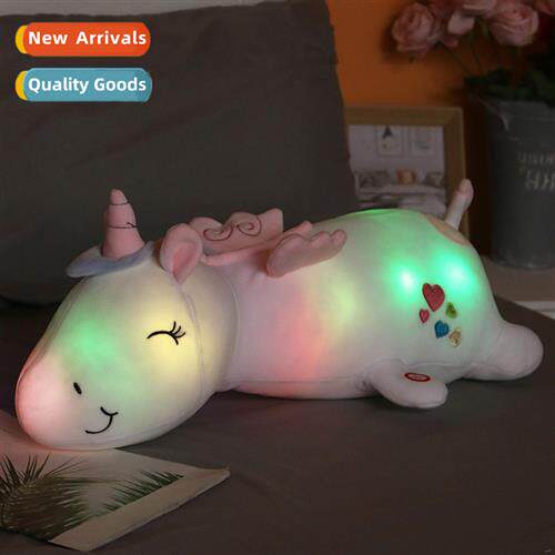 Cute will glow unicorn sleep pillow lazy doll doll bed doll