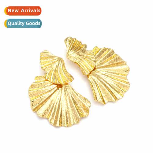 persaly exaggerated metal ginkgo biloba earrings retro heavy