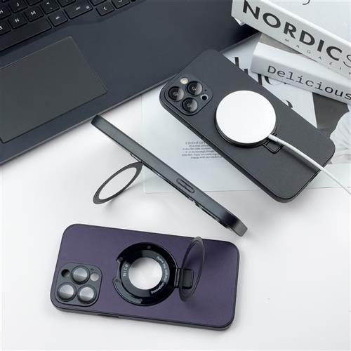 适用Apple 15promax Leather Armor Magnetic 14 Stand Case iPho