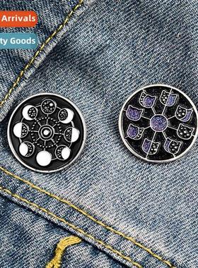 Astromy Mo Phases Enamel Brooch Mo Phases Change Creative Ba