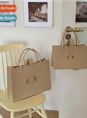 niche  puppy dog felt hbag large capacy simple solid color s