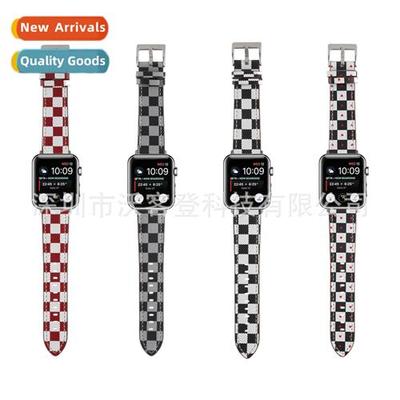 适用Apple Apple Watch876SE54321 Thick Plaid Fashion Leather