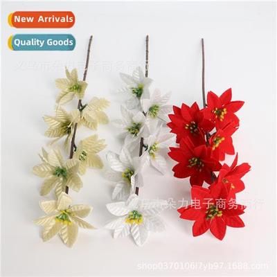 Fake Flowers Christmas Decoratis  Gold Silver Velvet Simulat