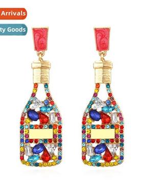 New simple diamd alloy earrings retro fashi bottle earrings