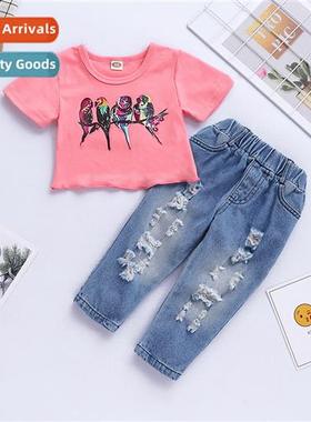 2019 Girls Persaly New Girls Solid Color Short Sleeve Persal