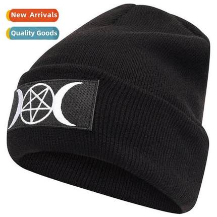 star nd GOTH beanie embroidery knted cap wicca warm pullover