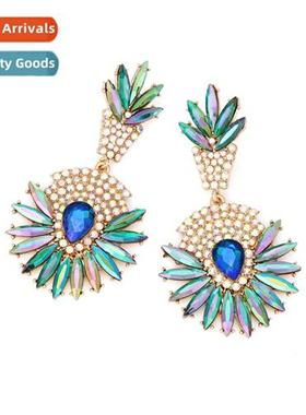 fashi light luxury wind colored diamd flower earrings persal