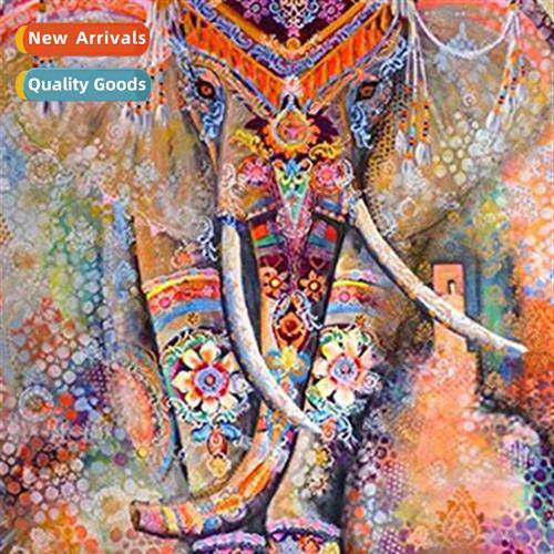 Diamd painting new DIY colorful elephant full  round diamd h