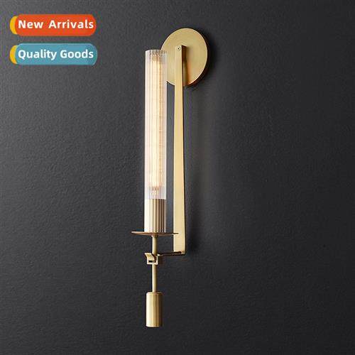 Post-modern light luxury copper color wall lamp living room