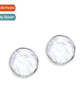 simple silver coin-shaped round earrings persalized exaggera