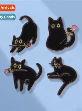 Punk style Halloween black cat series metal badge hundred wh
