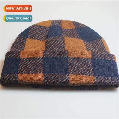 Fashi men  women plaid jacquard warm pullover cap wool cap s
