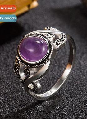 Vintage natural amethyst ring female      Thai silver natura