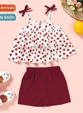 Girls summer  2021 summer  fashi love print sleeveless halte