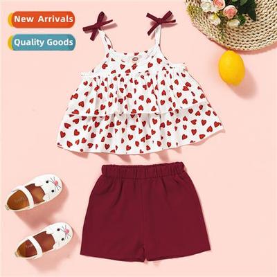 Girls summer  2021 summer  fashi love print sleeveless halte