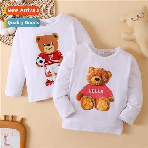 Girls Spring  Autumn 2023 new n solid color bear print lg-sl