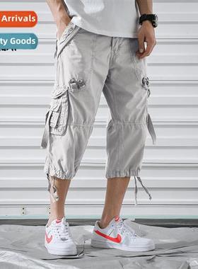 2023 new mens workwear 7 pants large size loose multi-pocket