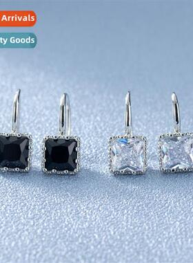 n exquise small simple square zircia ear hooks female cold w