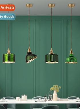 Vintage Japanese brass engraved glass chelier simple B&B bed