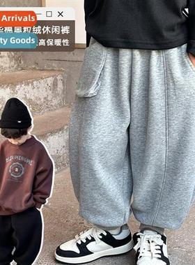 Boys e- fleece casual pants winter 2023 new childrens inflat