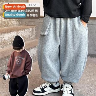 casual pants childrens inflat new fleece 2023 Boys winter