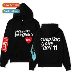 graffi letter loose KANYE hoo padded Kanye jacket Tide print