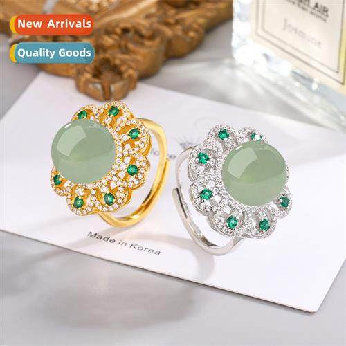 Ethnic style vintage set crystal zircia finger ring opening