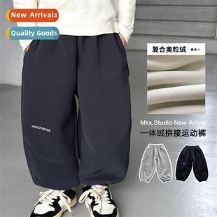 fleece new padded childr 2023 thickened winter Boys pants