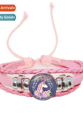 Accessories Unicorn Time Gemste Bracelet Pink Black Hand Wov