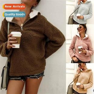 Warm Tops Hooded Winter Swe Zipper Womens Coat Autumn Plush