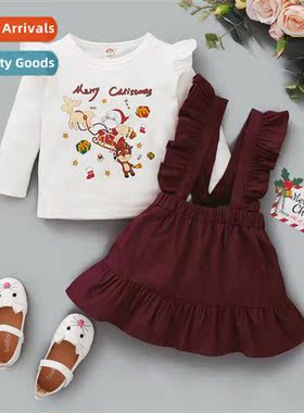 Girls Spring  Autumn 2021 New n Santa Claus Printed Lg Sleev