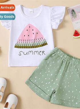 Girls Spring  Autumn 2023 new n watermel print short-sleeved