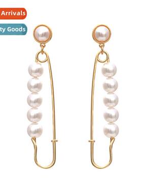 Fashi creative imati pearl paper clip earrings versatile per