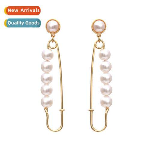 Fashi creative imati pearl paper clip earrings versatile per