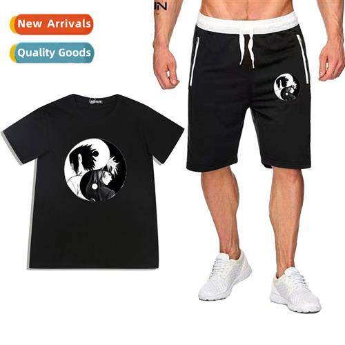 Anime Naruto Uchiha Sasuke Naruto printed short-sleeved T-sh