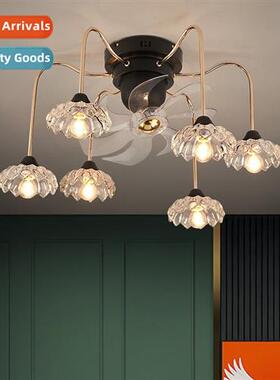 Light luxury crystal fan light 2023 new living room dining r
