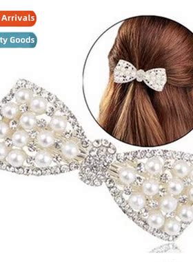 Pearl jewelry  clips wh diamd  accessories bow headdress 2 y