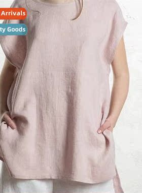 2022 Womens Cott Linen Tops Frt Short Back Length Bat Short