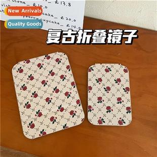 rose folding mirror Ins makeup retro desktop style