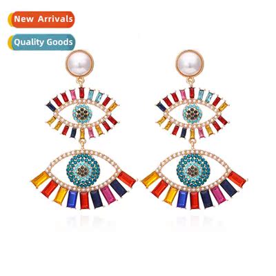 New exaggerated lg temperament multi-layer devils eye earrin