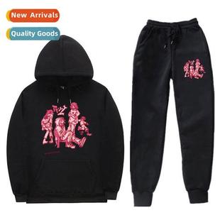 Carto Graphic Mens Sweatshirt Sweatpants Set loose threaded