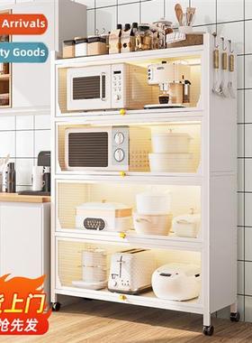 Kchen Storage Cabinet wh Door Shelf Floor Multi-Layer Microw