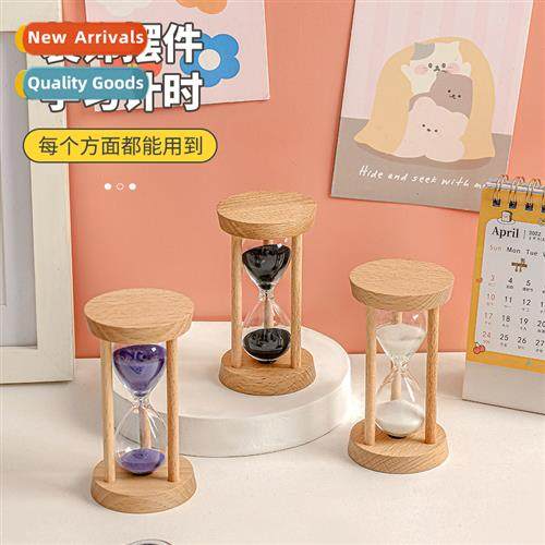 Creative 15 minutes three columns round wooden hourglass tim