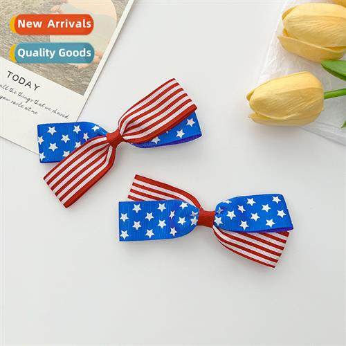 American Independence Day stars and stripes bow hair clips f